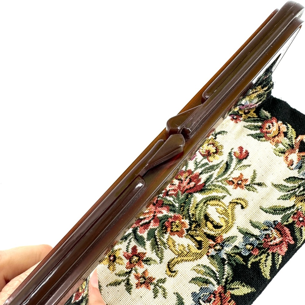 ✨SALE✨ Vintage Floral Kiss Lock Clutch Bag - Picture 3 of 6